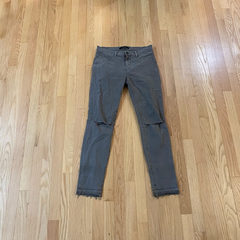 J Brand gray 811 skinny leg distressed jeans